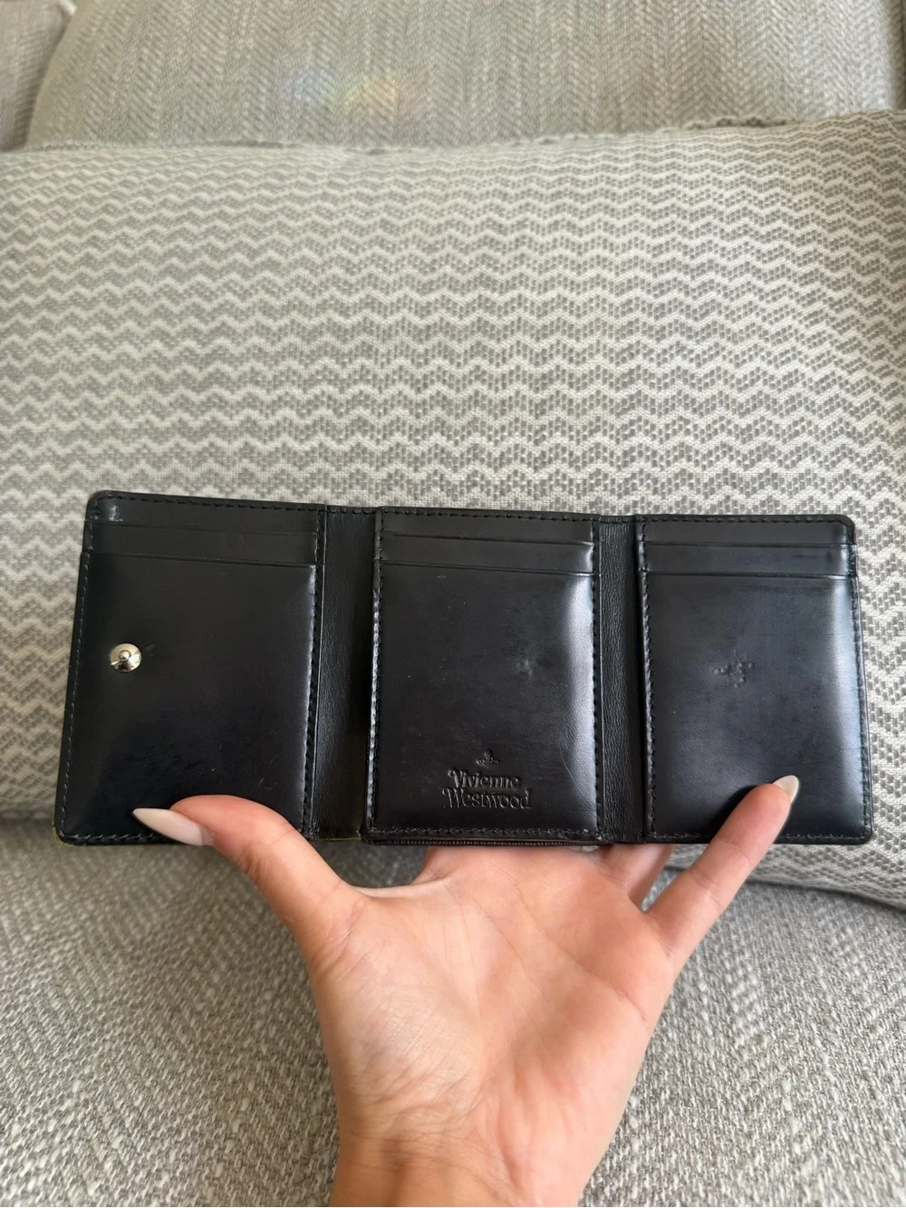 Vivienne Westwood Black Epi Leather Orb Compact Trifold Wallet